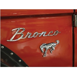 Bucking Bronco emblem mounted on fender