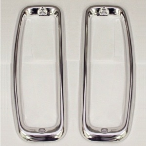 Tail Light Lens Bezel Polished Stainless Steel Pair 