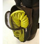 Front pocket holds hose.