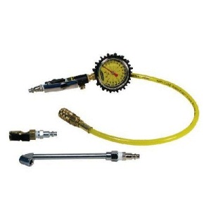 Power Tank Tire Inflator Gauge Universal - 160 PSI Dual Head & Clip-On Chucks