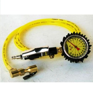 Power Tank Tire Inflator Gauge - HD 160 PSI 6 ft Whip - Clip-On Chuck