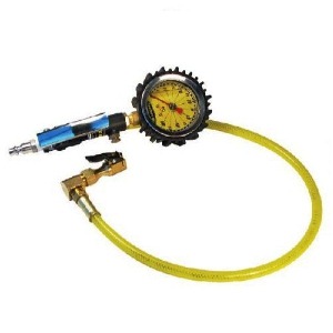 Power Tank Tire Inflator Gauge - HD 60 PSI Clip-On Chuck