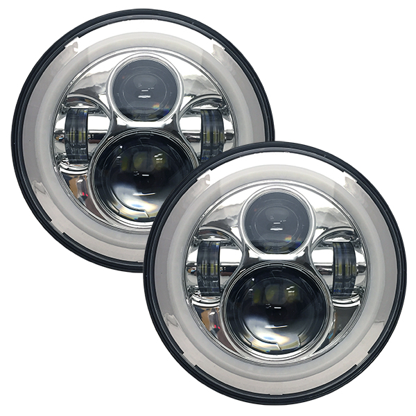 Pair 7" Inch Round Led Headlights High Low Beam for Ford Bronco 1966-1978 Black 