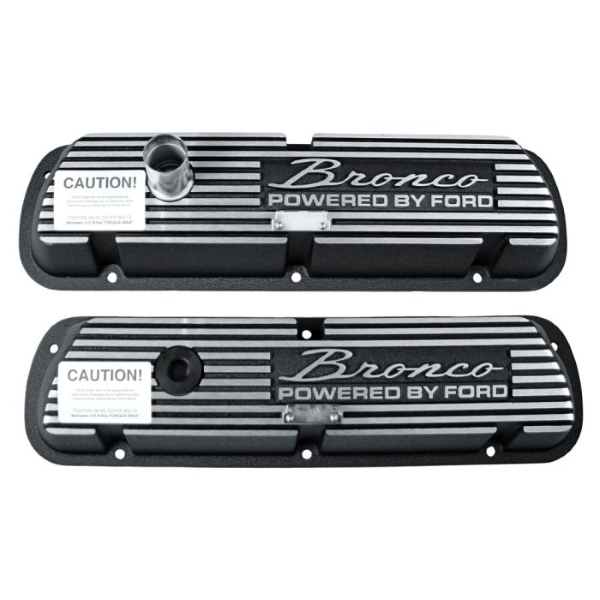 Early Bronco Black Bronco Script Valve Covers 289 302 351W
