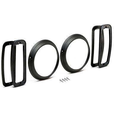 Black Billet Headlight Rings + Taillight Bezels Set | 1966-77 Ford Bronco