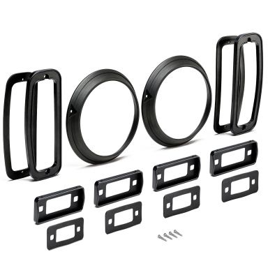 Premium Black Billet Light Bezels | Headlight, Tail Light, Side Marker | 1970-77 Ford Bronco