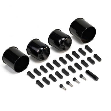 Black Wheel Install Kit | Wheel Caps + Splined Lug Nuts | 66-79 Bronco, 64-79 F150