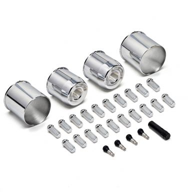 Chrome Wheel Install Kit | Wheel Caps + Splined Lug Nuts | 66-79 Bronco, 64-79 F150