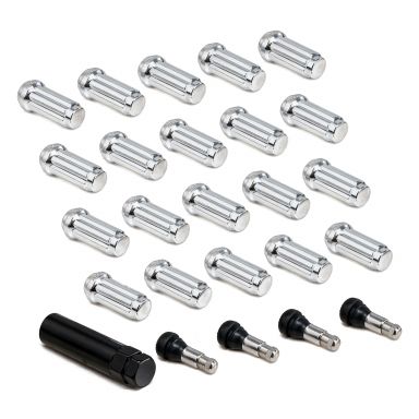 Chrome Splined Lug Nuts + Valve Stems | 1/2-20 | 1966-79 Bronco, 1964-79 F150