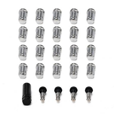 Chrome Splined Lug Nuts + Valve Stems | 1/2-20 | 1966-79 Bronco, 1964-79 F150
