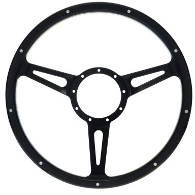 14 3/4\" Grant Steering Wheel – Black With Blue Oval, Fits 1970-1977 Ford Bronco, Van, Pickup (Performance Style)