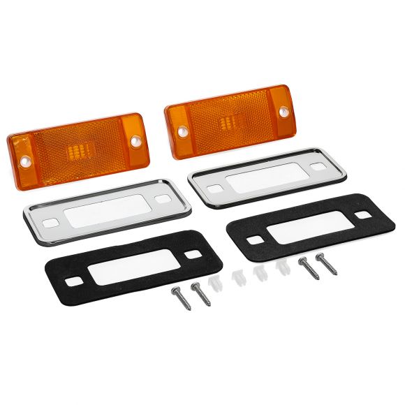 Side Marker Light Lens Kit with Stainless Bezels 7077 Bronco