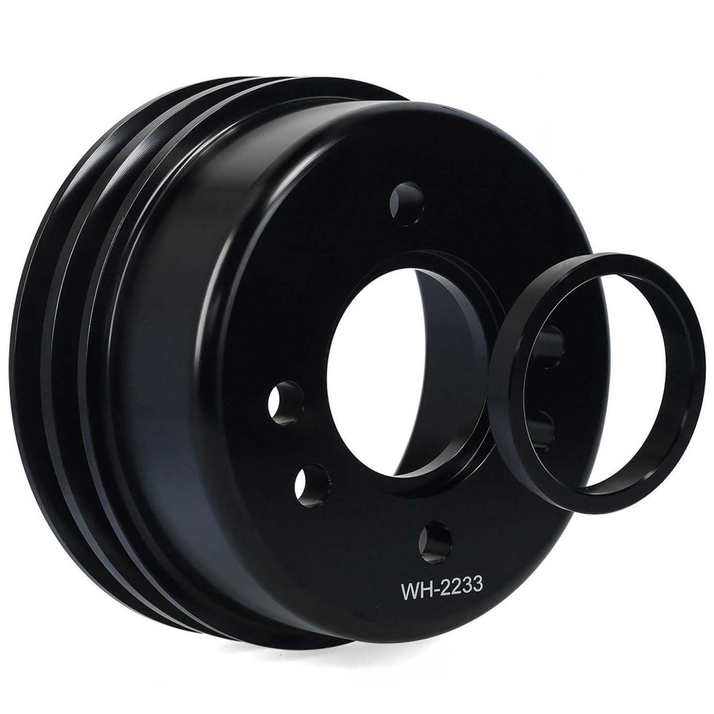 Early Bronco Black Billet Crankshaft Pulley - 289 302 351W, image size:1400x1400