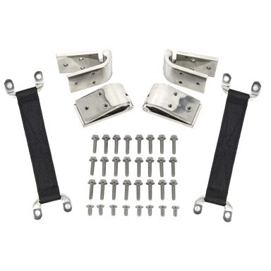 Door Hinges + Limiting Straps | Polished Stainless | 66-77 Ford Bronco