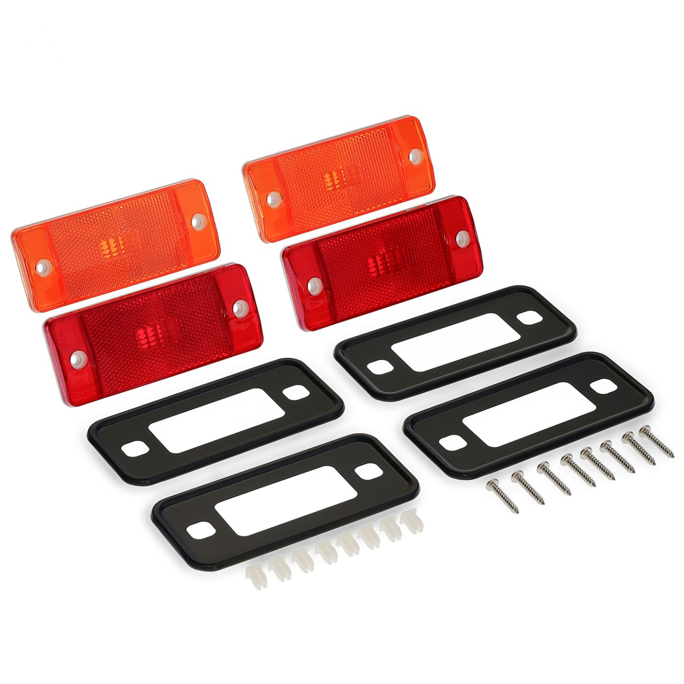Side Marker Light Lens Kit with Black Bezels, 70--77 Ford Bronco