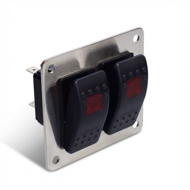 Custom Rocker Switch Panel | 2 Switches | Brushed Stainless