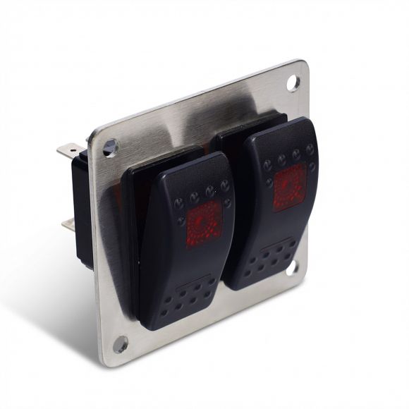 Custom Rocker Switch Panel | 2 Switches | Brushed Stainless