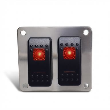 Custom Rocker Switch Panel | 2 Switches | Brushed Stainless