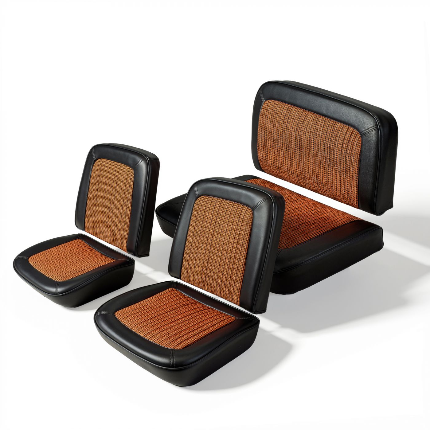 Early Bronco Houndstooth Seat Upholstery - Black w/Orange