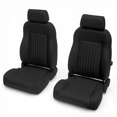 Caballo Seats Kit | Front & Rear Set | Pleated Black | 66-77 Ford Bronco