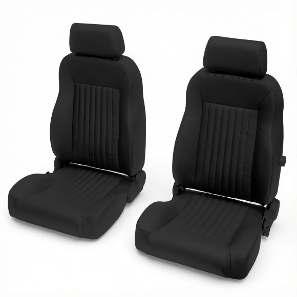 Caballo Front Bucket Seats | Black Pleated | 66-77 Ford Bronco