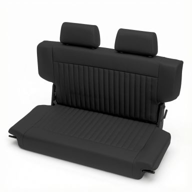 Caballo Fold & Tumble Rear Bench Seat | Black Pleated | 66-77 Ford Bronco