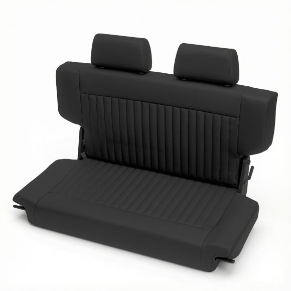 Caballo Fold & Tumble Rear Bench Seat | Black Pleated | 66-77 Ford Bronco