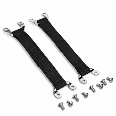 Door Limiting Straps | OE Type, Black with Stainless Loops | 66-77 Ford Bronco