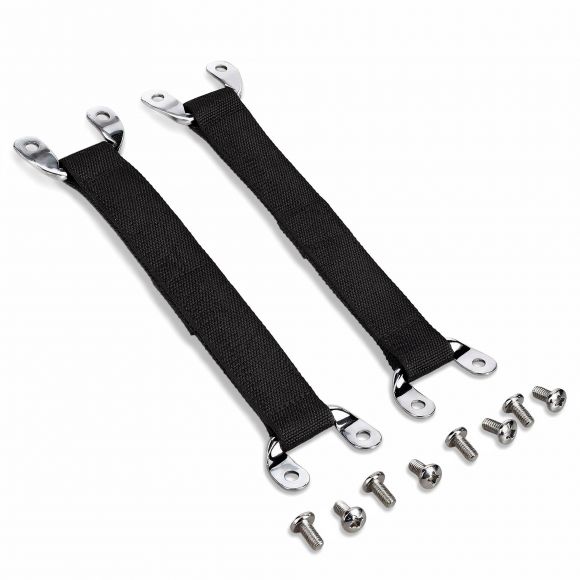 Door Limiting Straps | OE Type, Black with Stainless Loops | 66-77 Ford Bronco