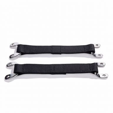 Door Limiting Straps | OE Type, Black with Stainless Loops | 66-77 Ford Bronco