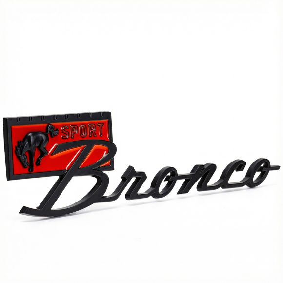 Bronco Sport Script Fender Emblem + Clips | Black | 67-77 Ford Bronco