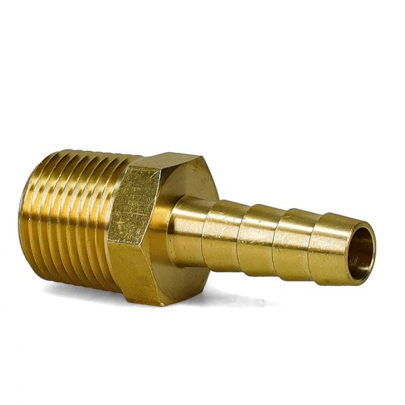 Hose End Fitting | Straight, Brass | 3/8 NPT x 5/16 Barb