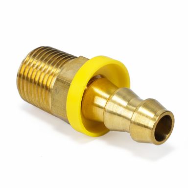 Hose End Fitting | Straight, Brass | 3/8 NPT x 3/8 Barb