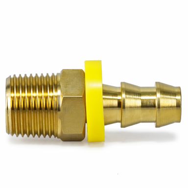 Hose End Fitting | Straight, Brass | 3/8 NPT x 3/8 Barb