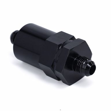 Black Billet Inline Fuel Filter | 40 Micron | 6AN Male/Male
