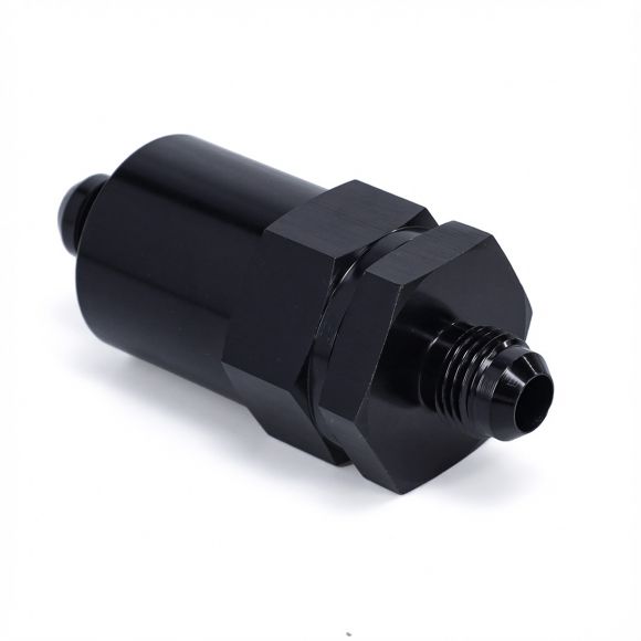 Black Billet Inline Fuel Filter | 40 Micron | 6AN Male/Male