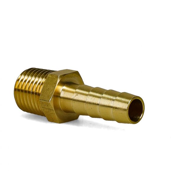 Hose End Fitting | Straight, Brass | 1/4 NPT x 5/16 Barb