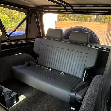 Caballo Fold & Tumble Rear Bench Seat | Black Pleated | 66-77 Ford Bronco