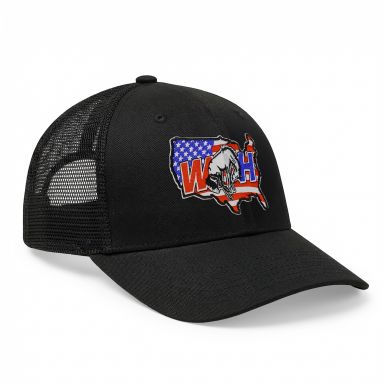 Snapback Trucker Hat | Black | WILD HORSES America Logo