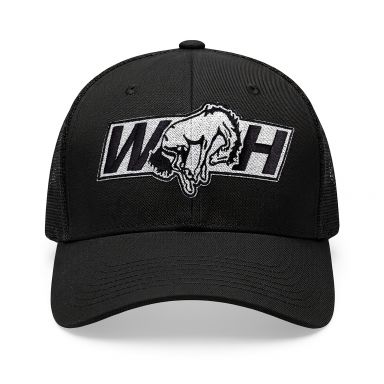 Snapback Trucker Hat | Black | WILD HORSES WH Gray Logo