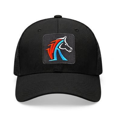 Snapback Trucker Hat | Black | WILD HORSES WH Logo
