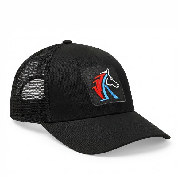 Snapback Trucker Hat | Black | WILD HORSES WH Logo