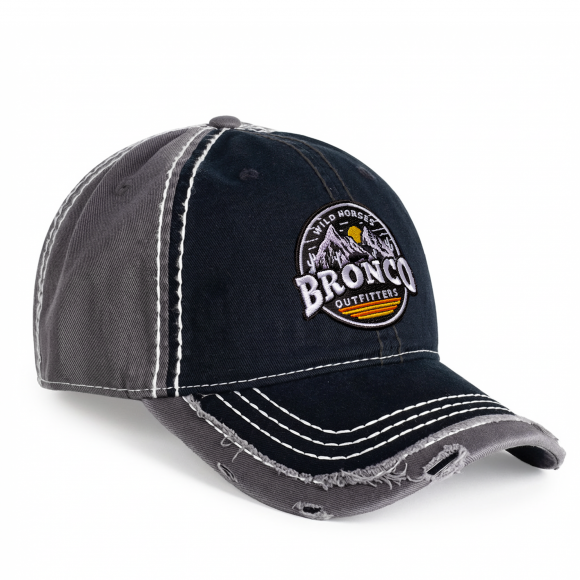 Distressed Low Profile Hat | Black & Gray | WILD HORSES Desert Logo