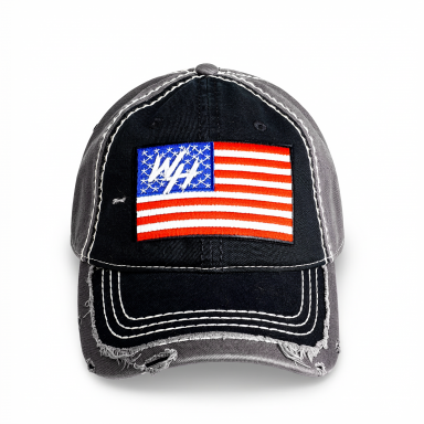 Distressed Low Profile Hat | Black & Gray | WILD HORSES American Flag