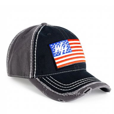 Distressed Low Profile Hat | Black & Gray | WILD HORSES American Flag