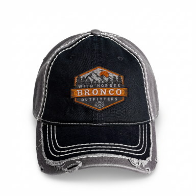 Distressed Low Profile Hat | Black & Gray | WILD HORSES Mountain Logo