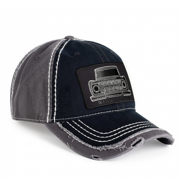 Distressed Low Profile Hat | Black & Gray | WILD HORSES Silhouette Logo
