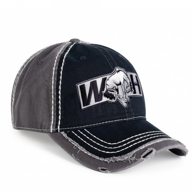 Distressed Low Profile Hat | Black & Gray | WILD HORSES WH Gray Logo
