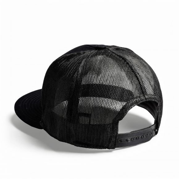 Snapback Flat Bill Trucker Hat | Black | WILD HORSES Mountain Logo