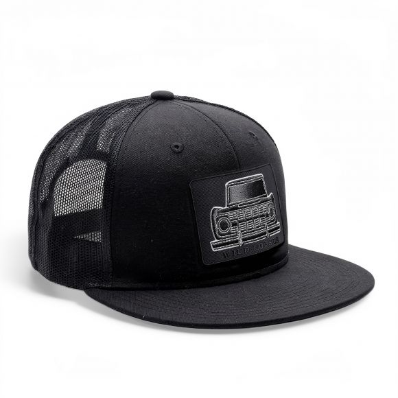 Snapback Flat Bill Trucker Hat | Black | WILD HORSES Silhouette Logo